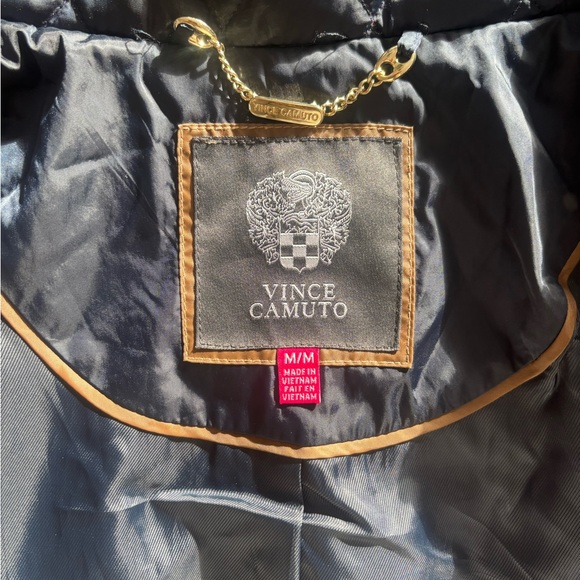 Vince Camuto Black and Brown Quilted Vest with Corduroy Collar - Picture 4 of 5